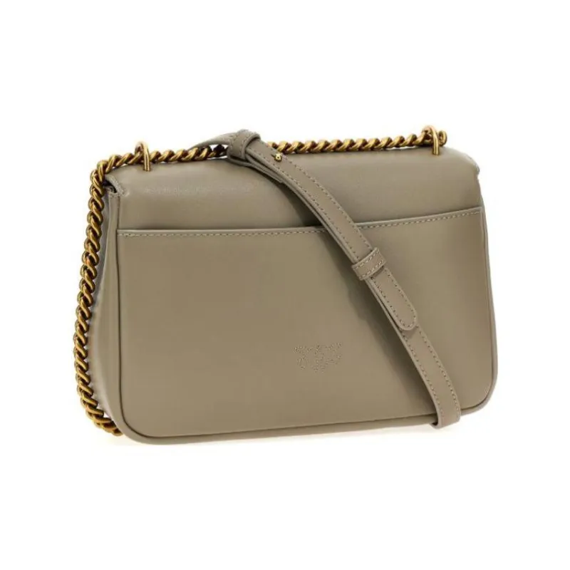 PINKO Leather Messenger Bag, Crossbody Bag, Shoulder Bag Women's Beige-1