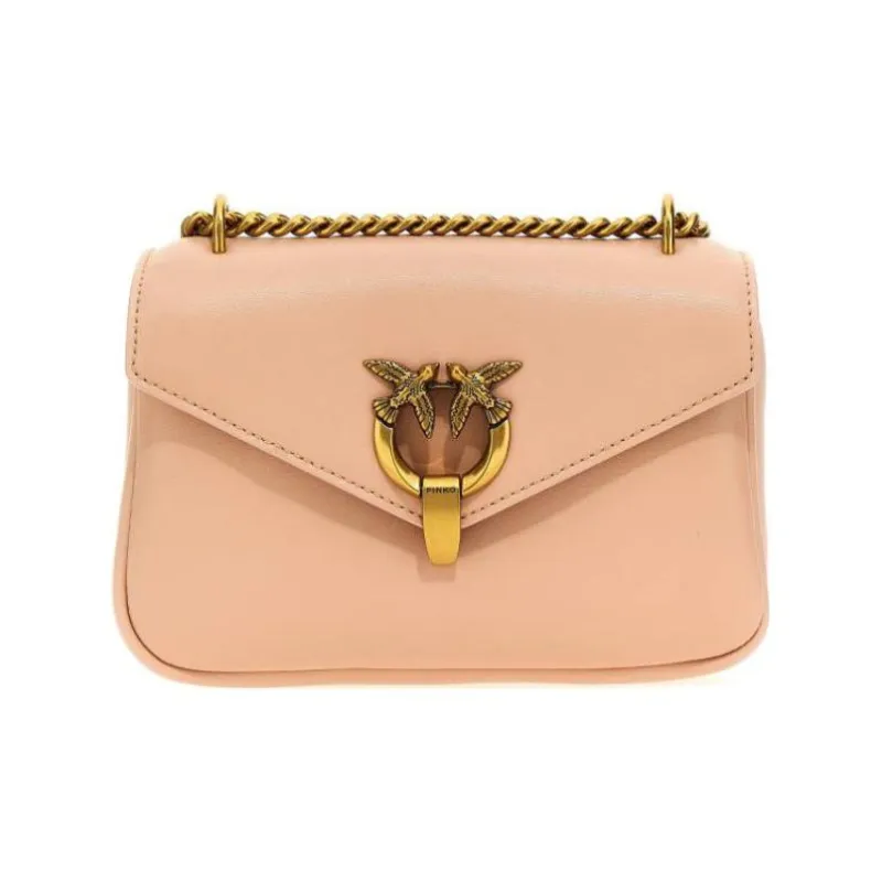 PINKO SIMPLY Calfskin Shoulder Bag, Crossbody Bag Women's Pink-0