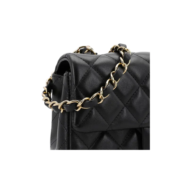CHANEL Classic Flap CF Sheepskin Mini Square Flap Bag, Flap Bag, Shoulder Bag, Crossbody Bag Mini Women's Black-4