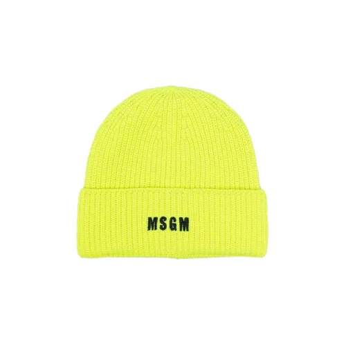 MSGM Beanies Men Neon Yellow