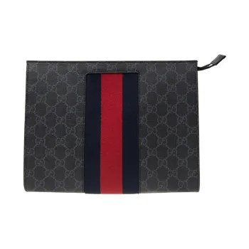 GUCCI Canvas Clutch Regular Men's Black Gray Color