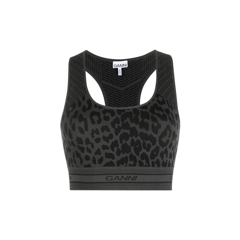GANNI Seamless Jacquard Bra-0