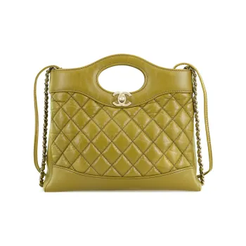 CHANEL Cow Leather Shoulder Bag, Crossbody Bag, Handbag Mini Women's Khaki Green