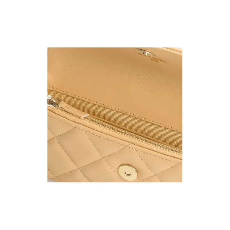 CHANEL Lambskin Cell Phone Pouch, Shoulder Bag, Crossbody Bag Regular Women's Yellow-2