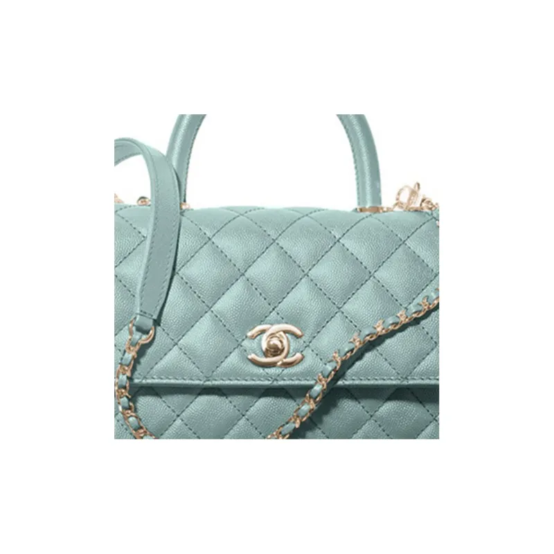 CHANEL 21K Winter Leather Flap Bag, Shoulder Bag, Crossbody Bag, Handbag Women's Green-2