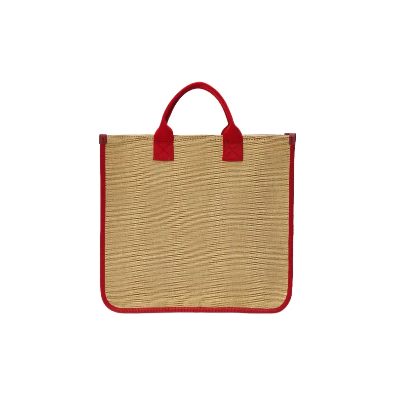 GUCCI OshKosh B'gosh Collaboration 100% Cotton Grosgrain Tote Bag Shopping Bag Handbag Kids' Beige/Red-2
