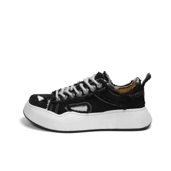 CROOKED CARD Low-Top Skateboard Shoes Unisex Black