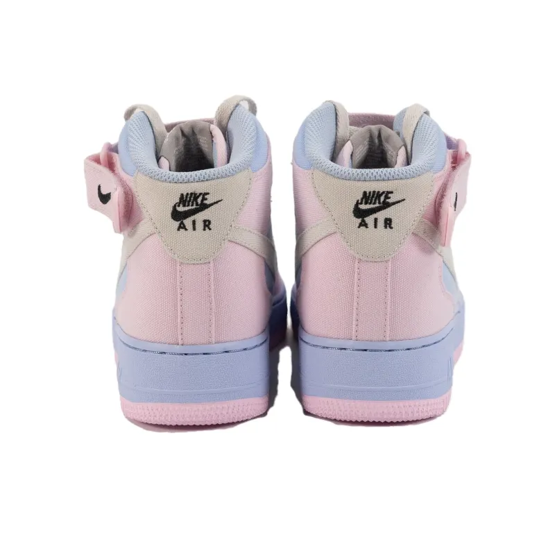 Nike Air Force 1 Slip Resistant Cushioning Wear Resistant Mid Top Skateboard Shoes Women's Blue Pink-3