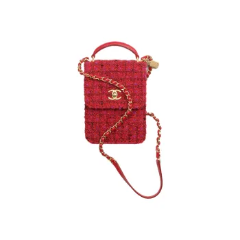 CHANEL Wool Twill Soft Woolen Flap Bag, Shoulder Bag, Crossbody Bag Mini Women's Red