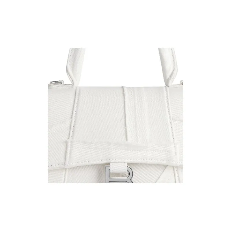 Balenciaga Hourglass Denim Blend Fabric Shoulder Bag, Crossbody Bag, Handbag Trumpets Women's White-5