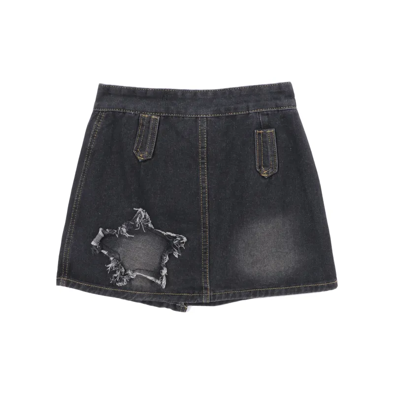 FOCOS STUDIO Denim Short Skirts Women's Black-1
