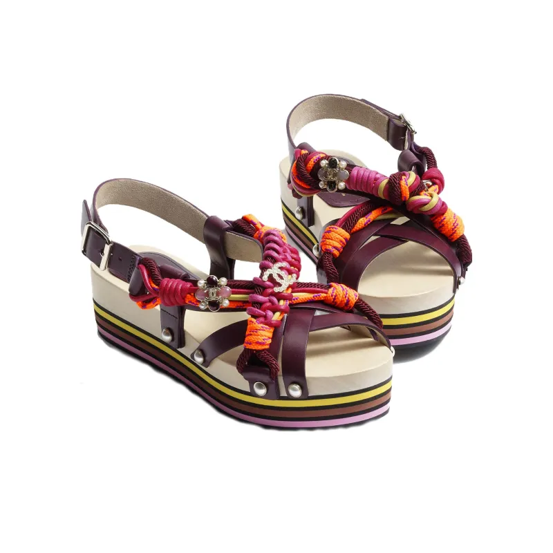 CHANEL Strap Sandals Women's Red-3