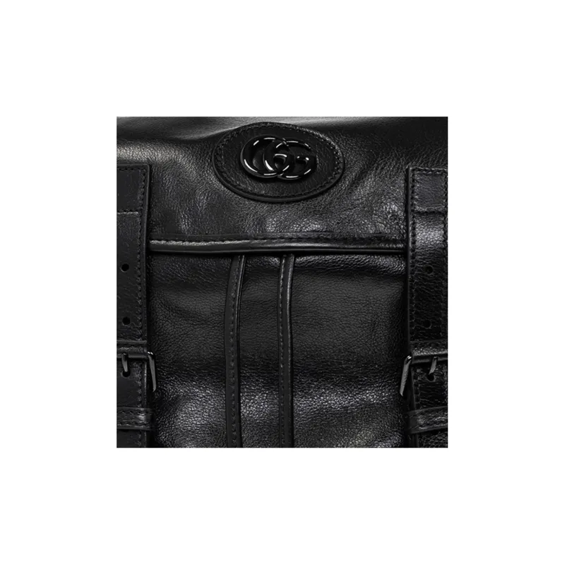 GUCCI Leather Backpack Men's Black-3