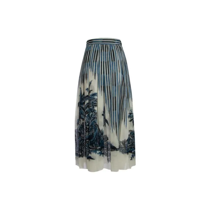 DIOR Casual Long Skirt Women's Blue-1