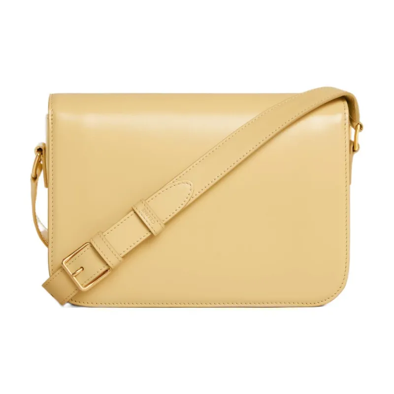 CELINE Triomphe Shiny Cow Leather Shoulder Bag Portable Crossbody Bag Shoulder Bag Women's Yellow-2