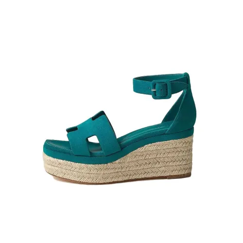 HERMES Elda Strap Sandals Women's Green