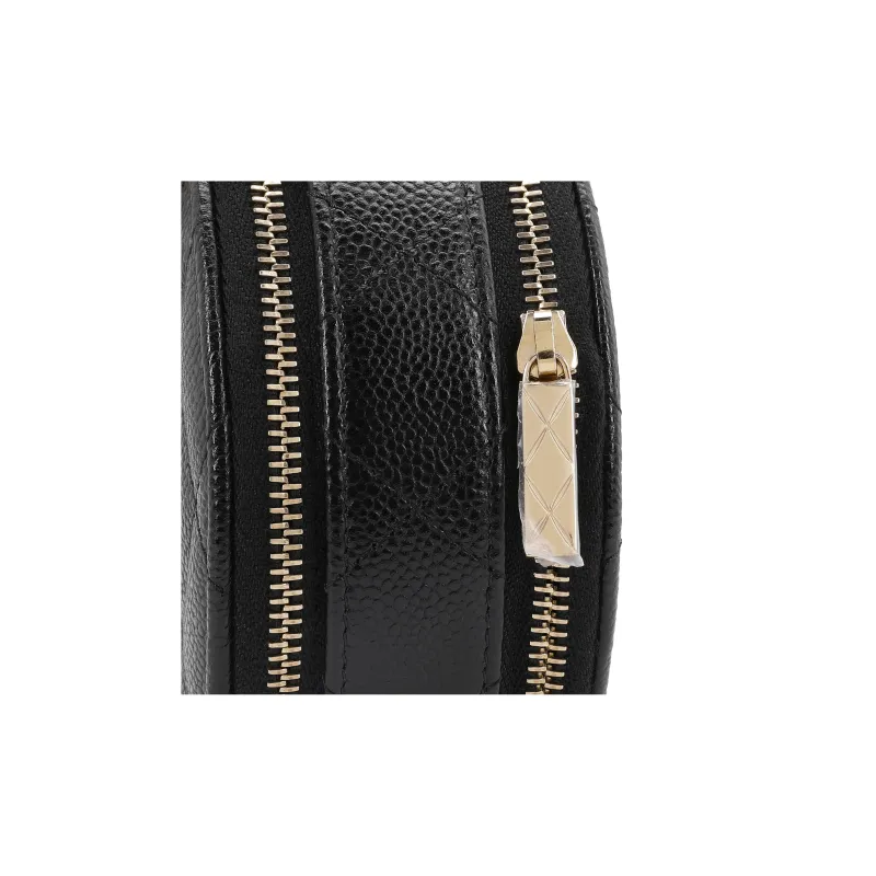 CHANEL Grain Embossed Calfskin Round Bag Handbag Women's Black-5