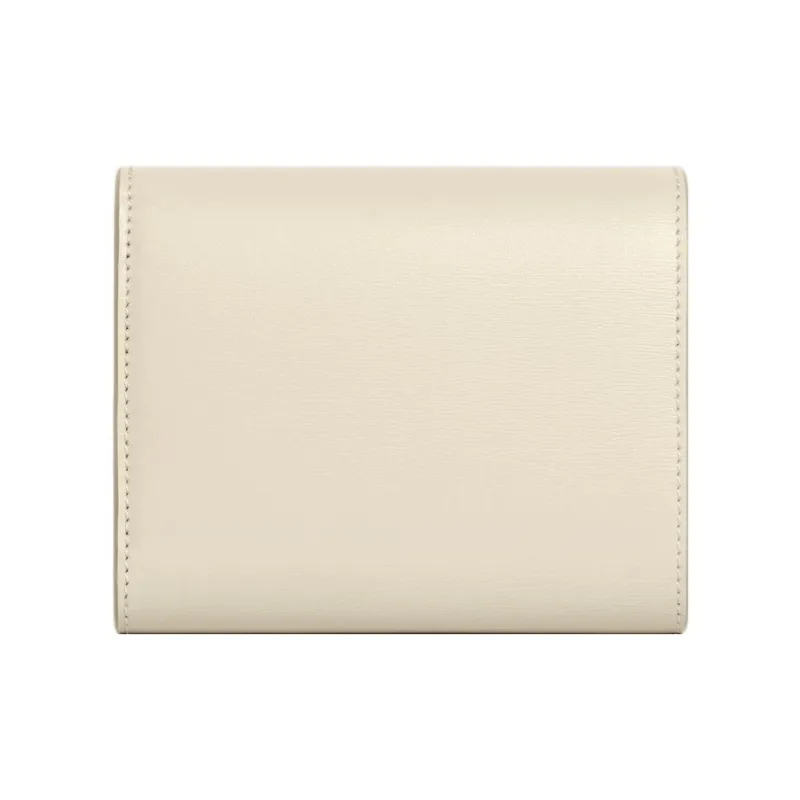 CELINE Triomphe Shiny Cow Leather Wallet Small Size Women's Stone Gray Stone-2