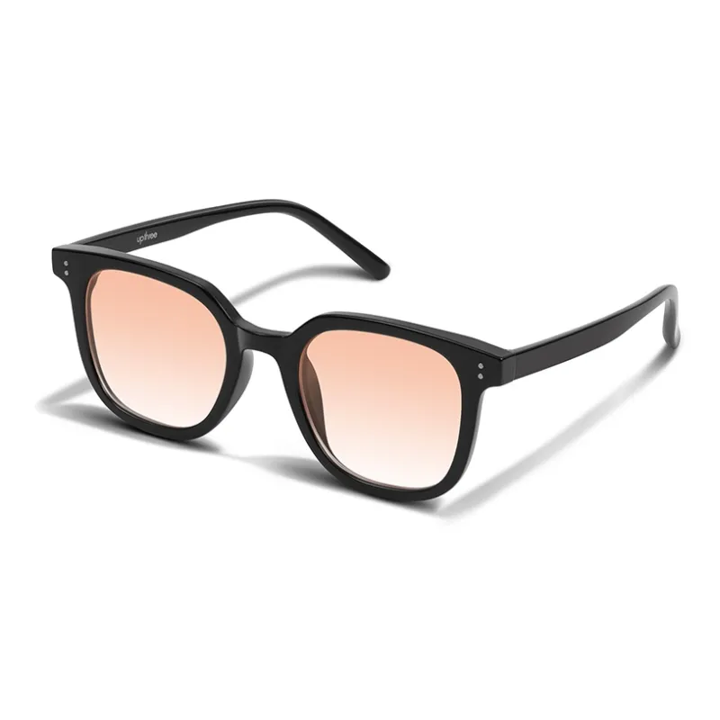 Upthree TR/Memory Plastic Square Sunglasses Unisex Black Frame-0