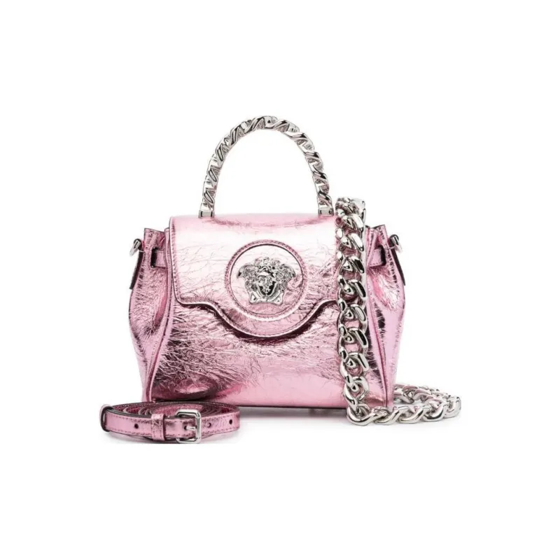 VERSACE Lambskin Messenger Bag Handbag Small Size Women's Light Pink-0
