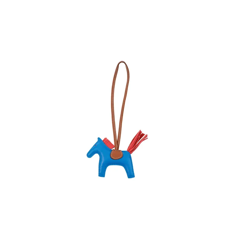 HERMES Sheepskin Pendants Unisex Small Size Charm, Blue-0