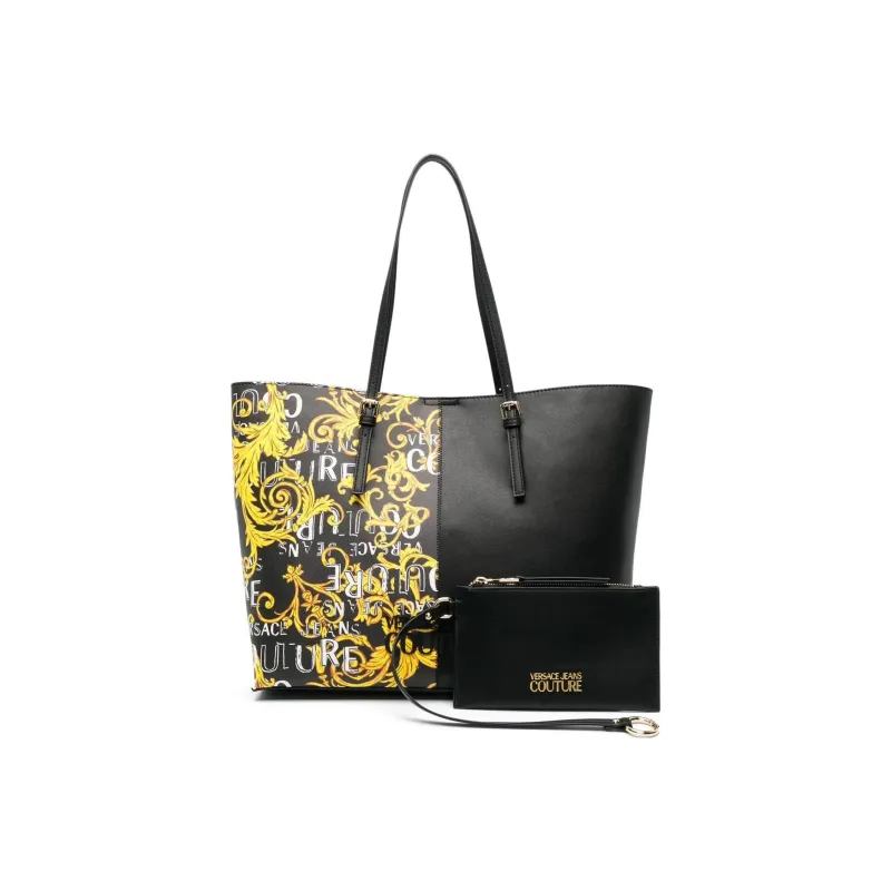 VERSACE JEANS COUTURE Polyester Tote Bag, Shopping Bag, Shoulder Bag, Handbag Regular Women's Black-1