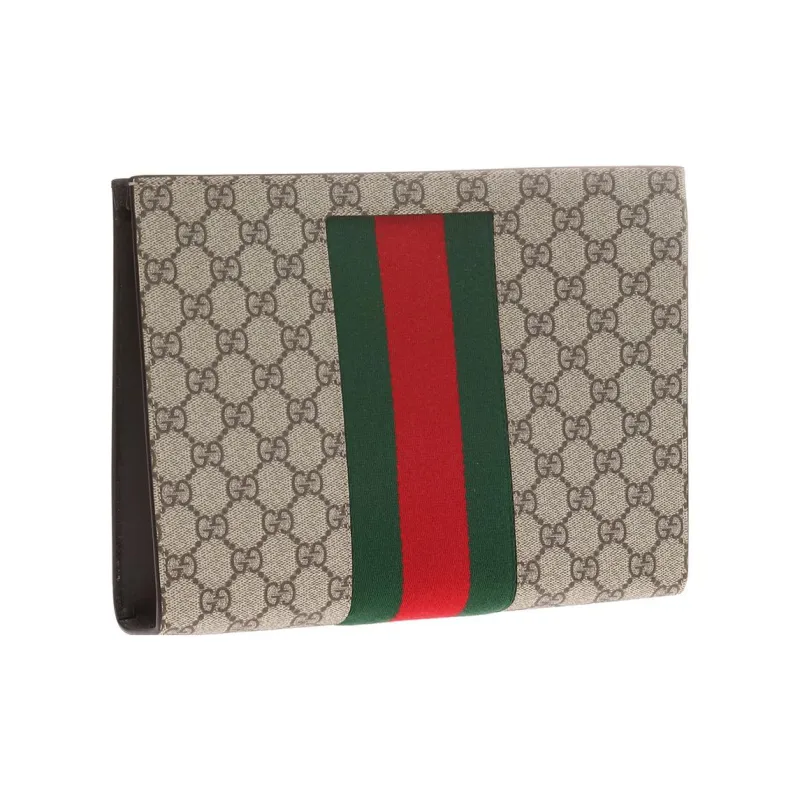 GUCCI GG Supreme Web Pouch Beige/Ebony-1