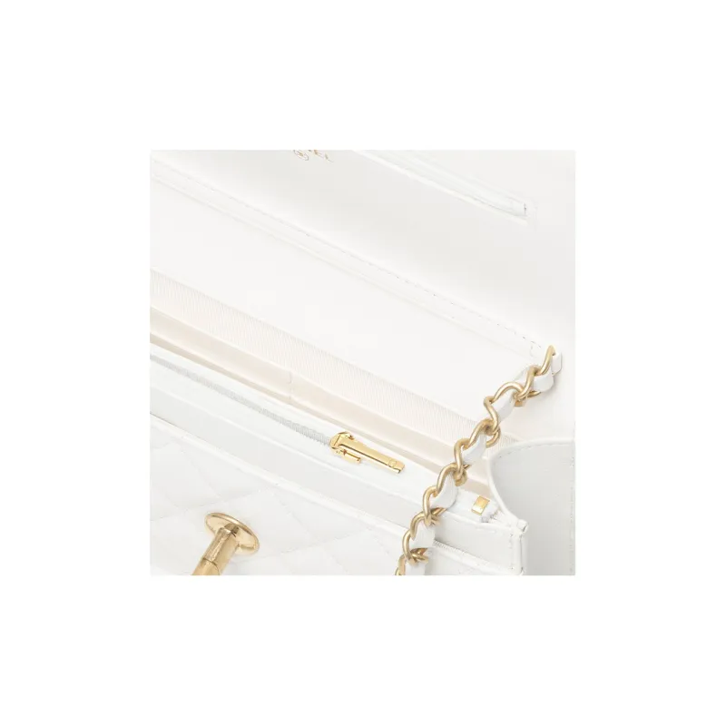 CHANEL Grain Calfskin Shoulder Bag, Crossbody Bag Women's White-3