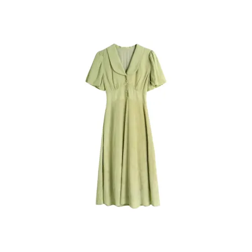 Olrain Short-Sleeved Dresses Women's Light Green