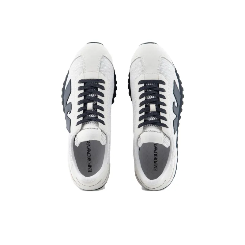 EMPORIO ARMANI Low-Top Casual Shoes Men's White Navy Blue-2