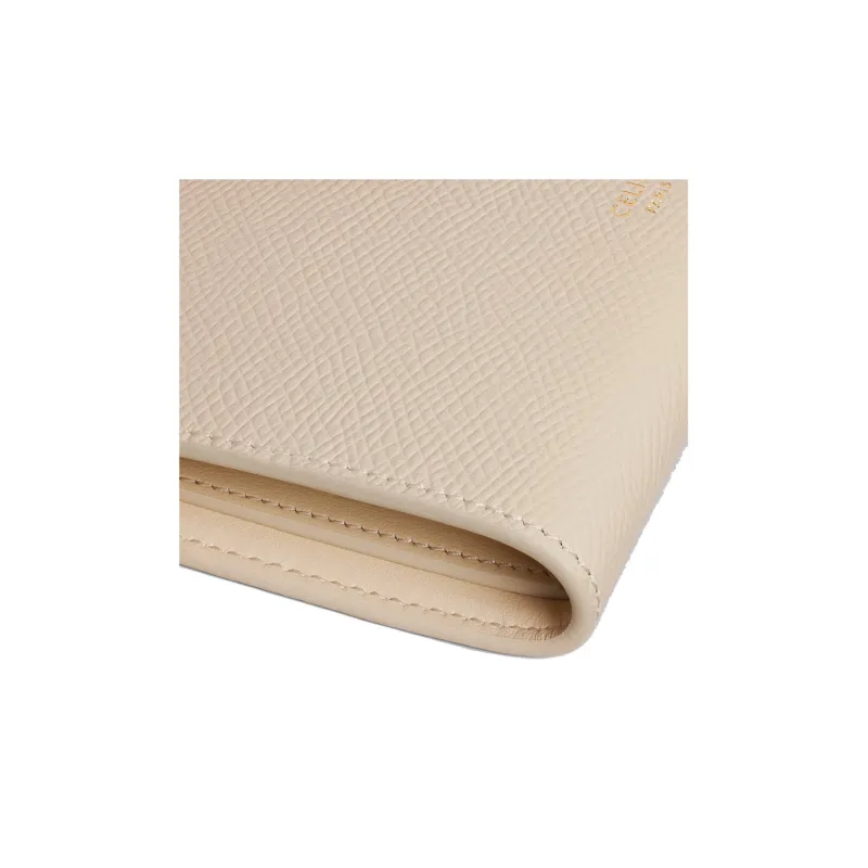 CELINE Grained Calfskin Wallet Medium Size Women's Stone Gray Stone-4