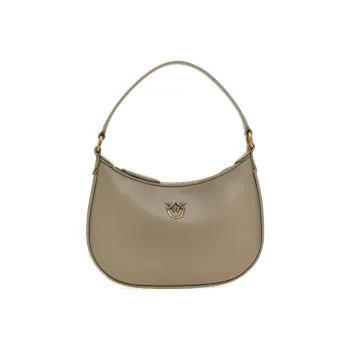 PINKO Half Moon Series Calfskin Handbag Shoulder Bag Women's Beige