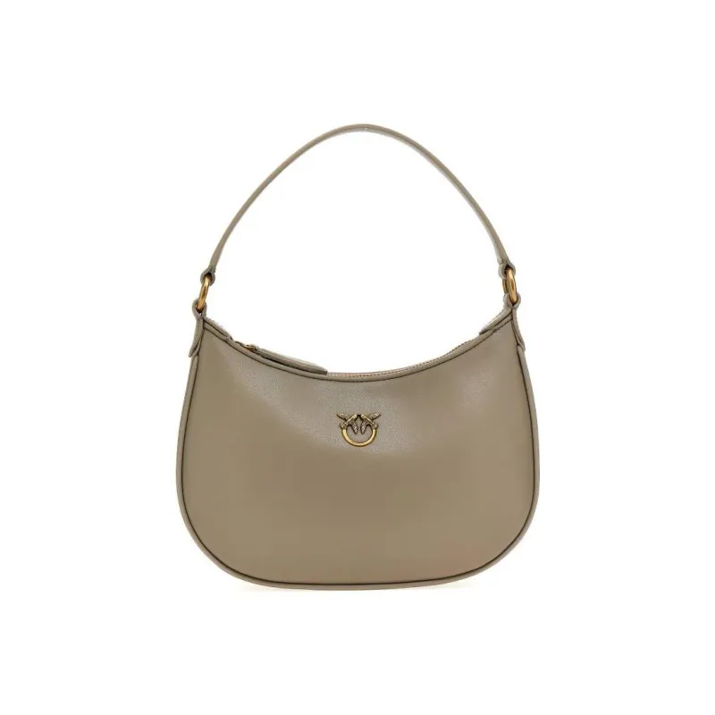 PINKO Half Moon Series Calfskin Handbag Shoulder Bag Women's Beige-0