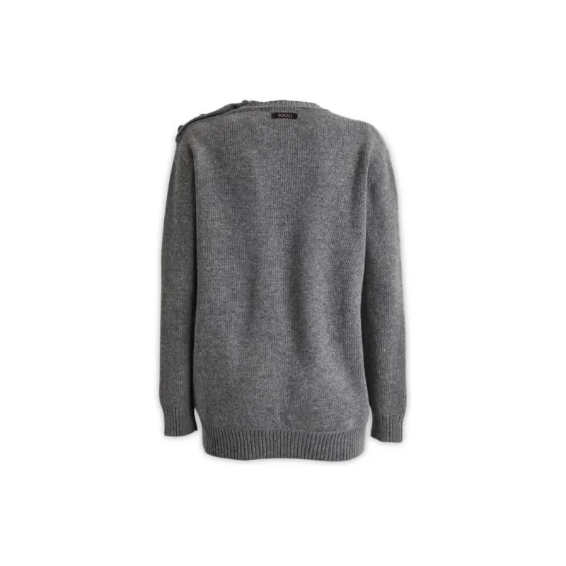GUCCI Button Embellished Crewneck Jumper-1