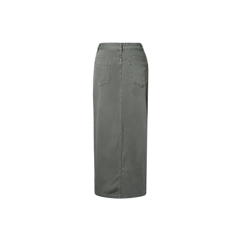 QYPRF Denim Long Skirts Women's Army Green-1