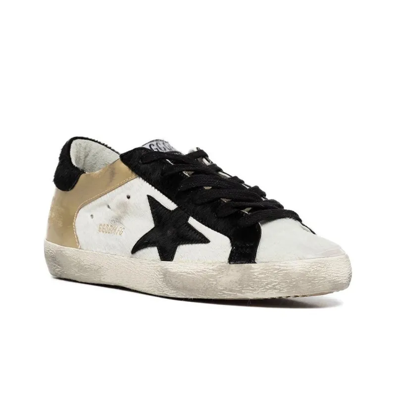 Golden Goose Low Top Skateboard Shoes Women's White Gold Vintage Version-2