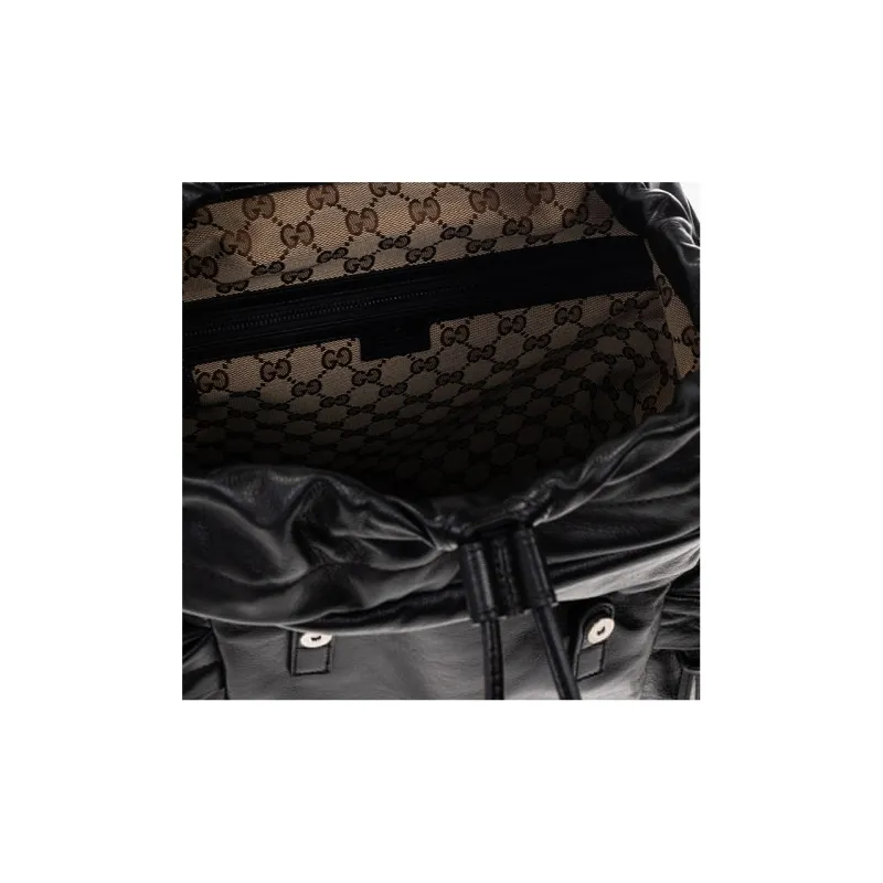 GUCCI Leather Backpack Men's Black-4