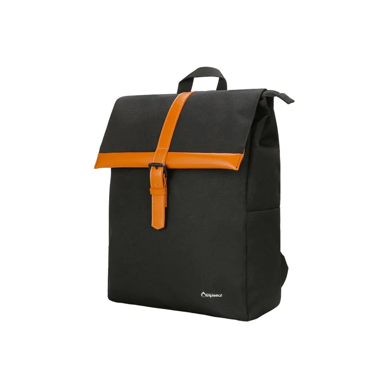 Diplomat Fabric Backpack Medium Size Unisex Black-1