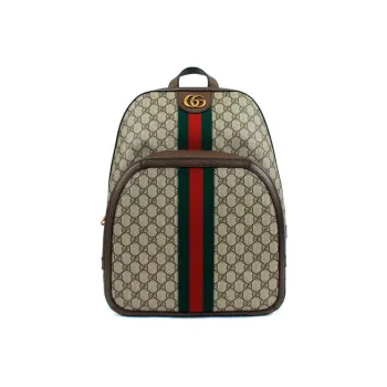 GUCCI Ophidia Canvas With Leather Backpack Medium Size Unisex Ebony/Brown
