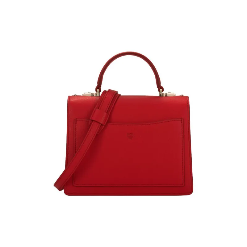 MCM Leather Handbag Crossbody Bag Medium Size Women's Red-3