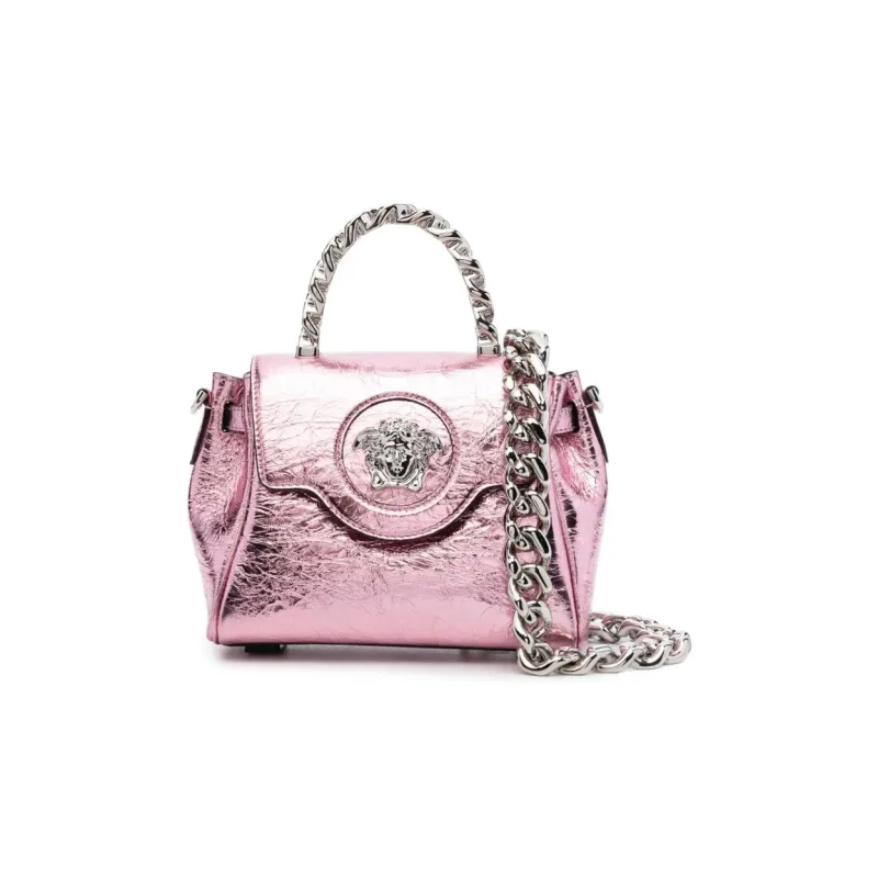 VERSACE Lambskin Messenger Bag Handbag Small Size Women's Light Pink-1