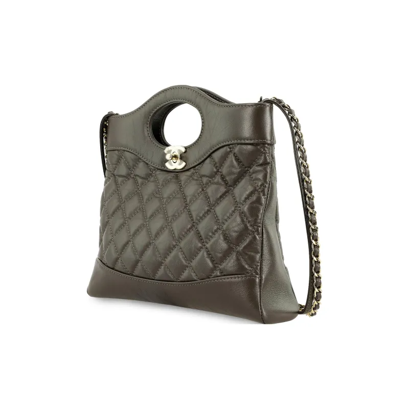 CHANEL Cow Leather Shoulder Bag, Crossbody Bag, Handbag Mini Women's Chocolates Black Brown-1