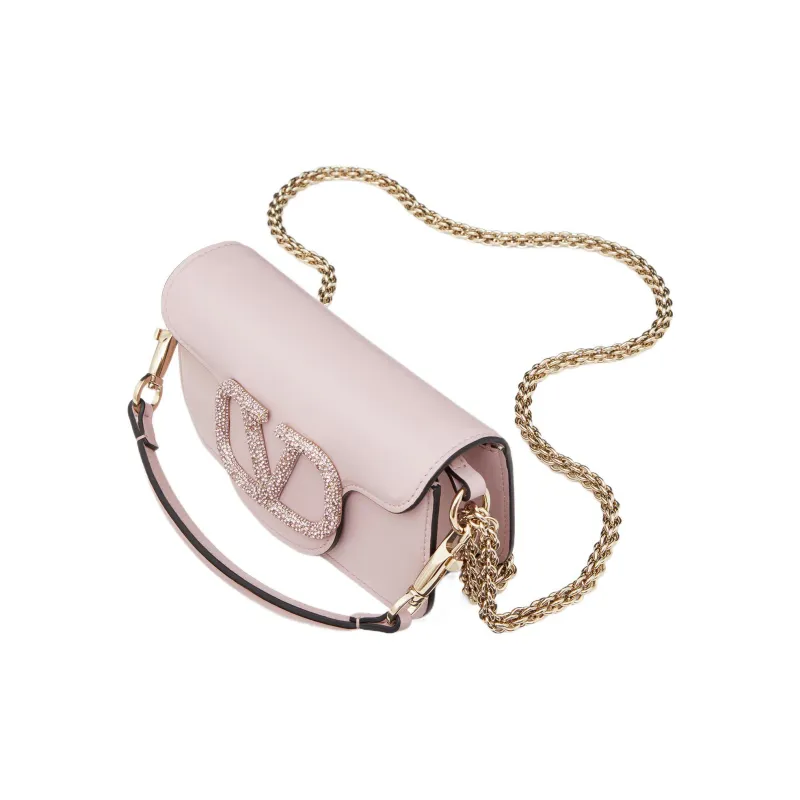 Valentino Locò Faux Crystal Shoulder Bag, Crossbody Bag, Handbag Mini Women's Light Pink-4