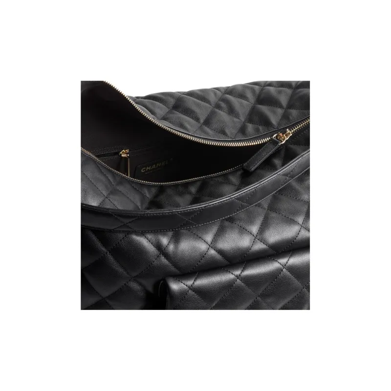 CHANEL Calfskin Hobo Bag, One Shoulder Handbag Extra Large Women's Black-2