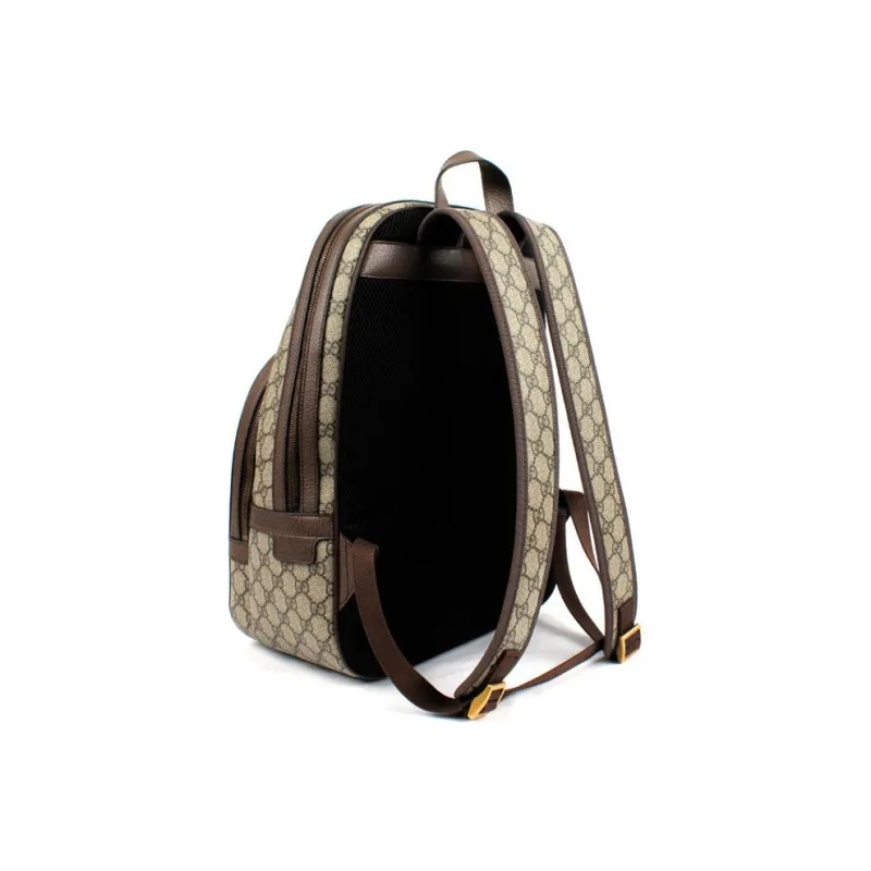 GUCCI Ophidia Canvas With Leather Backpack Medium Size Unisex Ebony/Brown-2