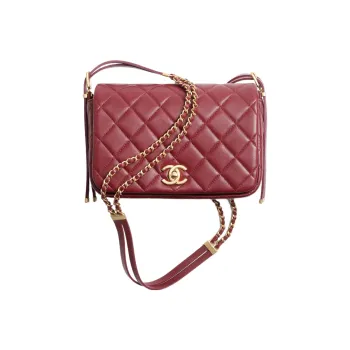 CHANEL Sheepskin Flap Bag, Shoulder Bag, Crossbody Bag Trumpets Women's Dark Brown