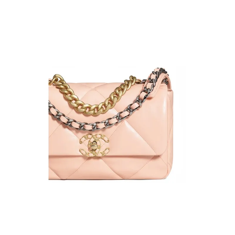 CHANEL 19Bag Lambskin Flap Bag, Chain Crossbody Bag, Shoulder Bag Trumpets Women's Light Orange-2