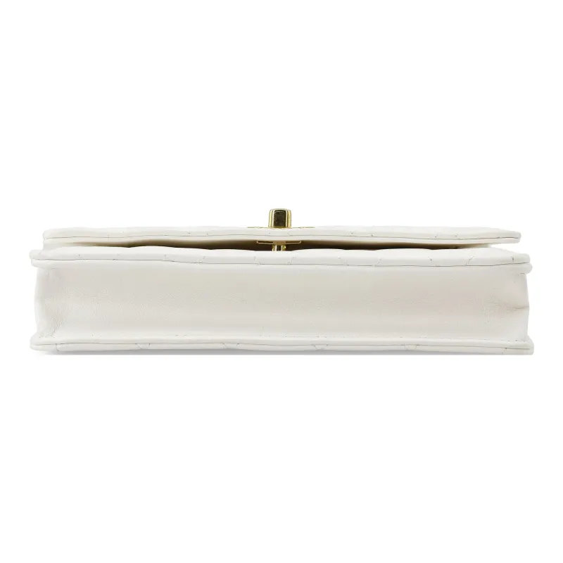 CHANEL 23C Spring WOC Waxed Leather Wallet On Chain, Shoulder Bag, Crossbody Bag Medium Size Women's White-3