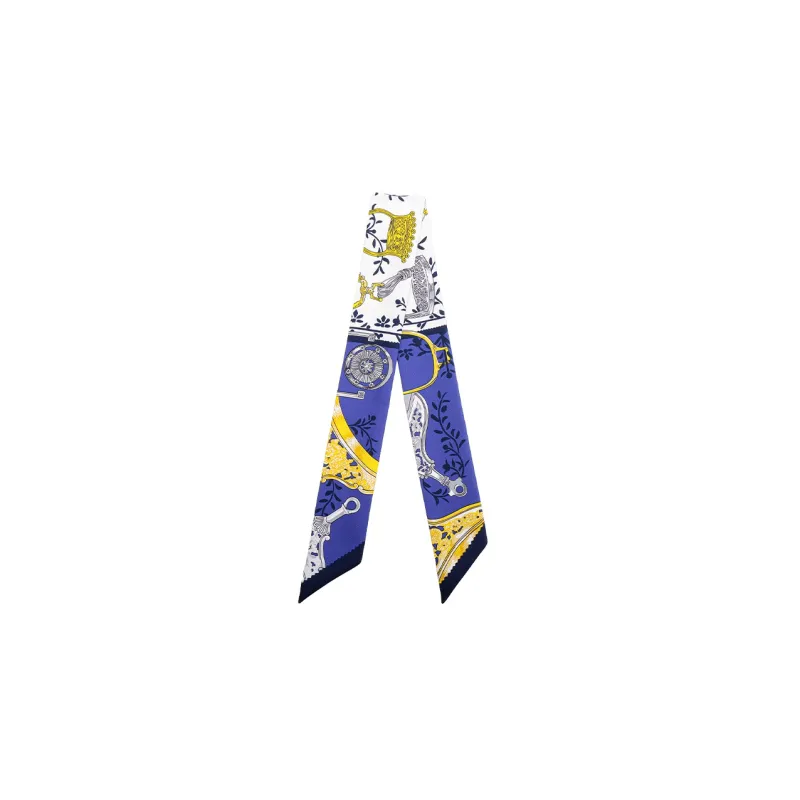 HERMES Twilly Silk Scarves Women's Blue White Multicolor-1