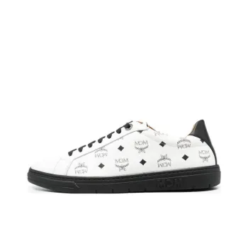 MCM Low Top Skateboard Shoes Women's White Black